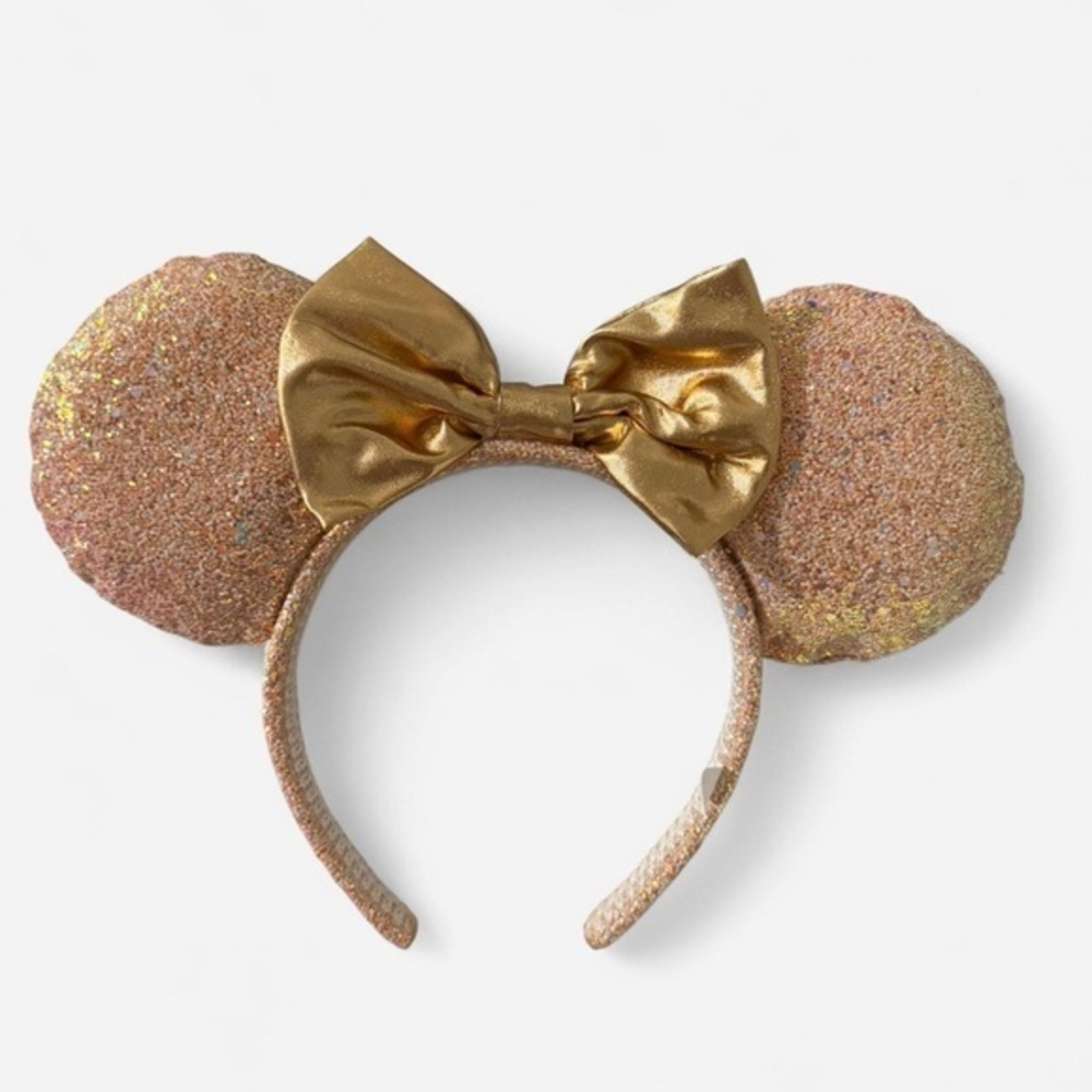 Rose Gold glitter and sequins Minnie Mouse ears headband